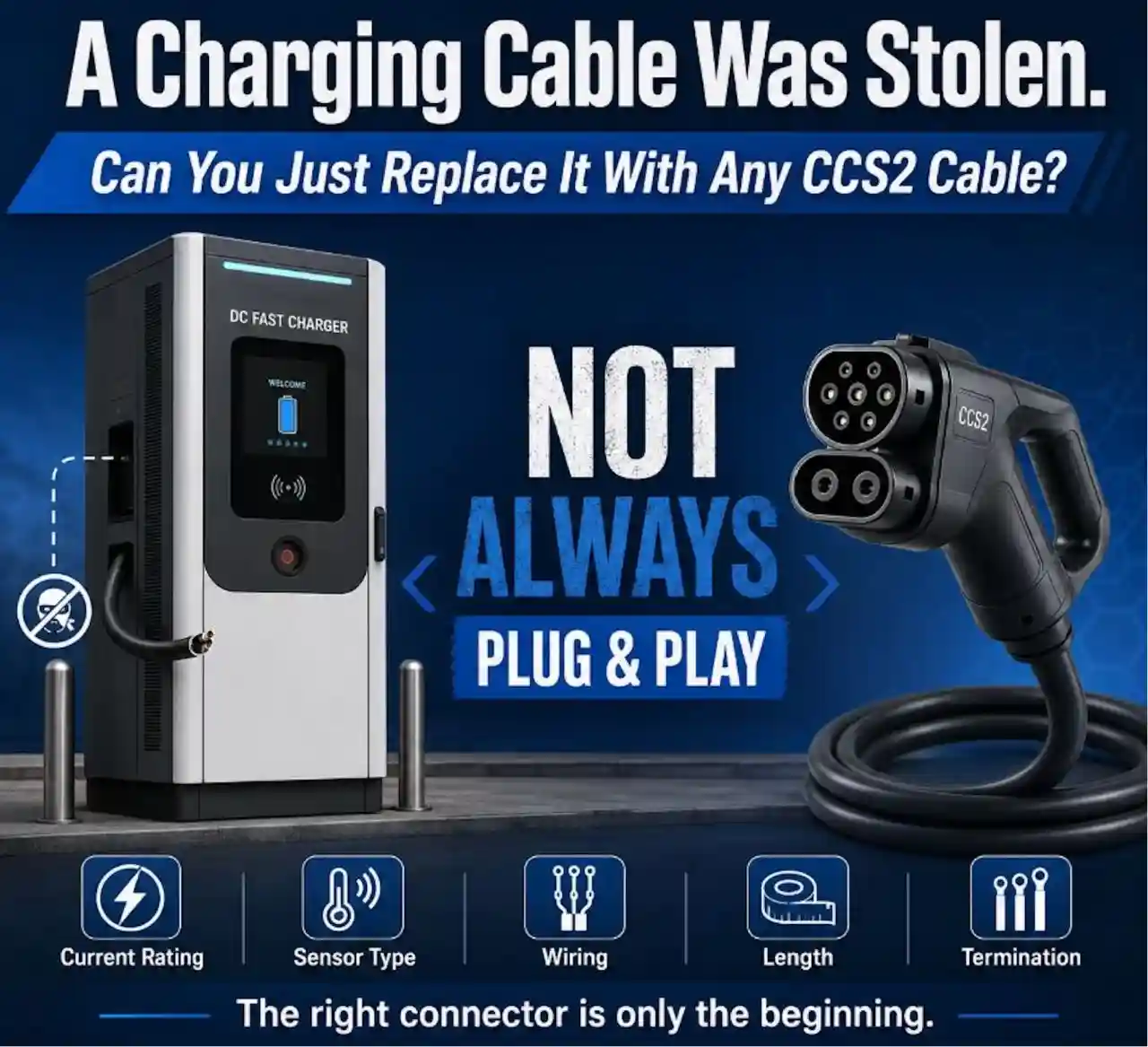 If a charger cable is stolen at one of your sites, how do you usually confirm the right replacement cable?